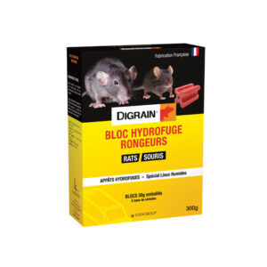 Emballage du bloc hydrofuge rongeurs DIGRAIN 300 g, appât raticide en blocs contre les rats et souris en milieu humide