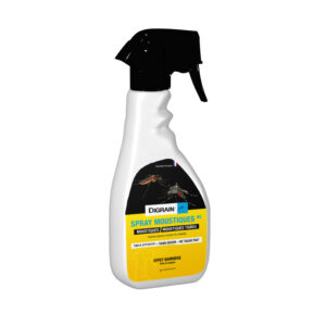 Flacon pulvérisateur du spray anti moustiques DIGRAIN NG 500 ml présenté de face avec son étiquette