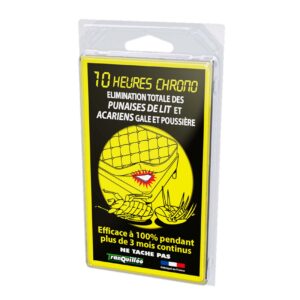 Plaquette anti punaises de lit 10H Chrono en sachet, diffuseur à placer entre sommier et matelas